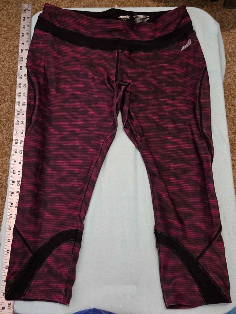 Avia Cropped Capri Leggings Purple/Red/Black Workout Activewear